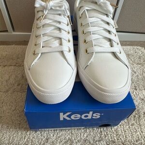 Keds Classic White Sneakers with Gold Details